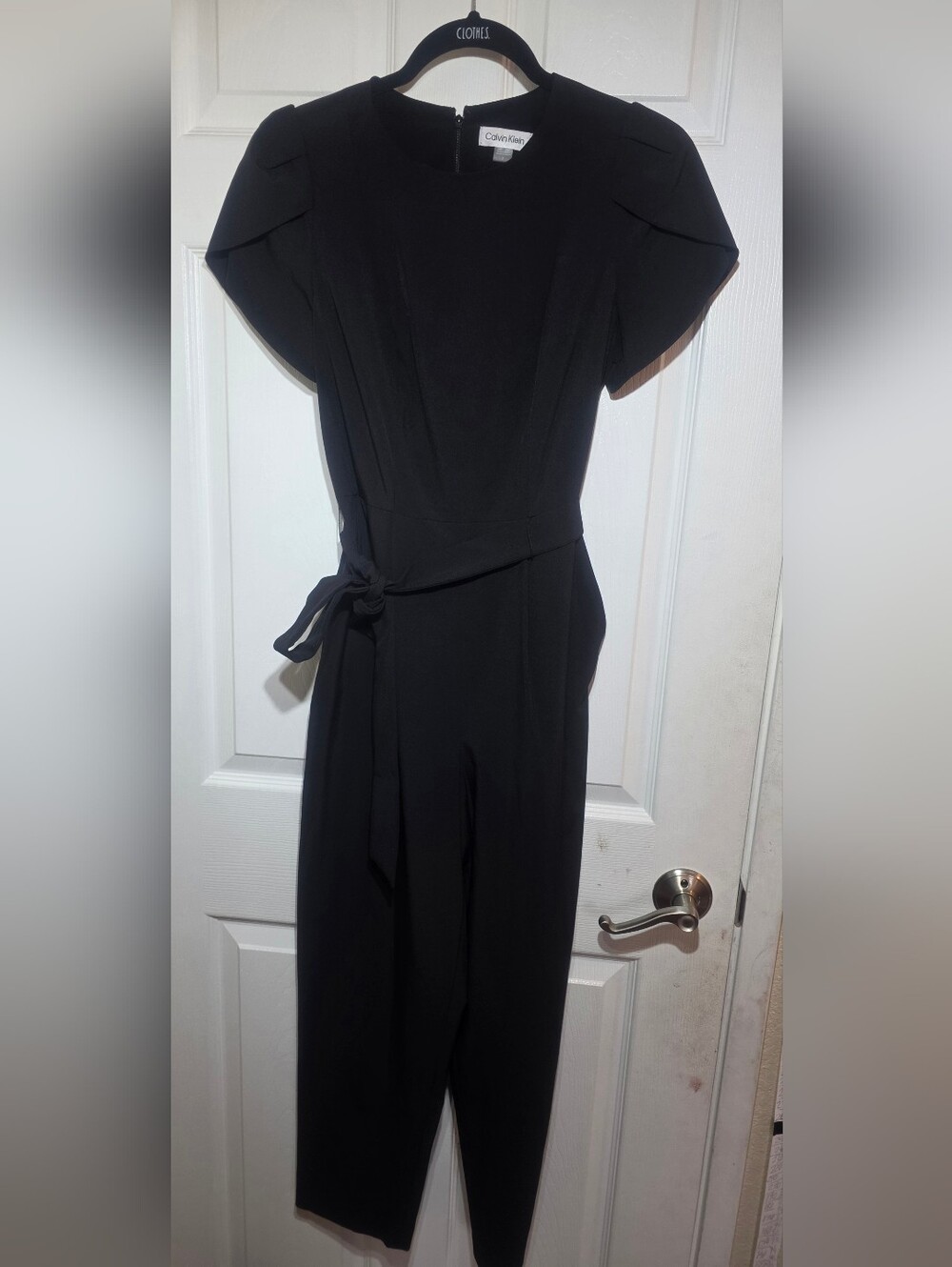 Calvin Klein Women’s Black Tie Waist Jumpsuit Size 2 Short Sleeve. - Picture 4 of 7